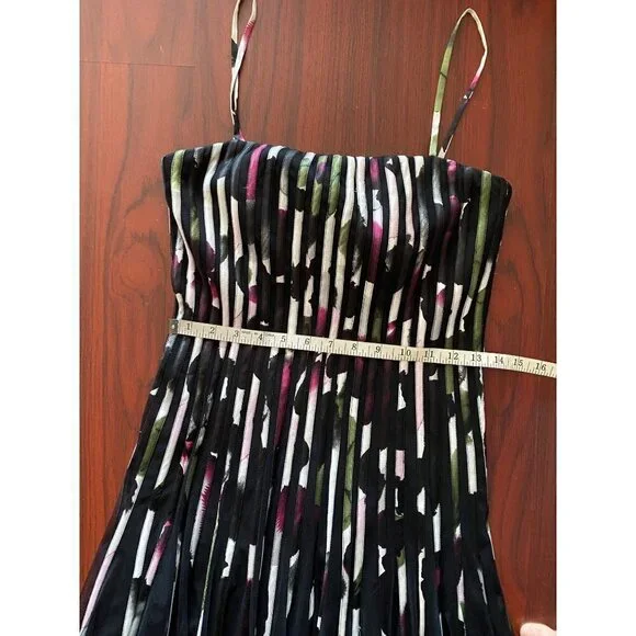 Vintage Y2K Cache Women's Black Multi Pleated Midi Dress - 6 - Picture 12 of 14